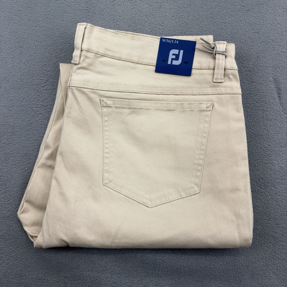 Footjoy 1857 Sueded Cotton Twill 5 Pocket Chino Golf Pant Mens 36X34 Khaki New